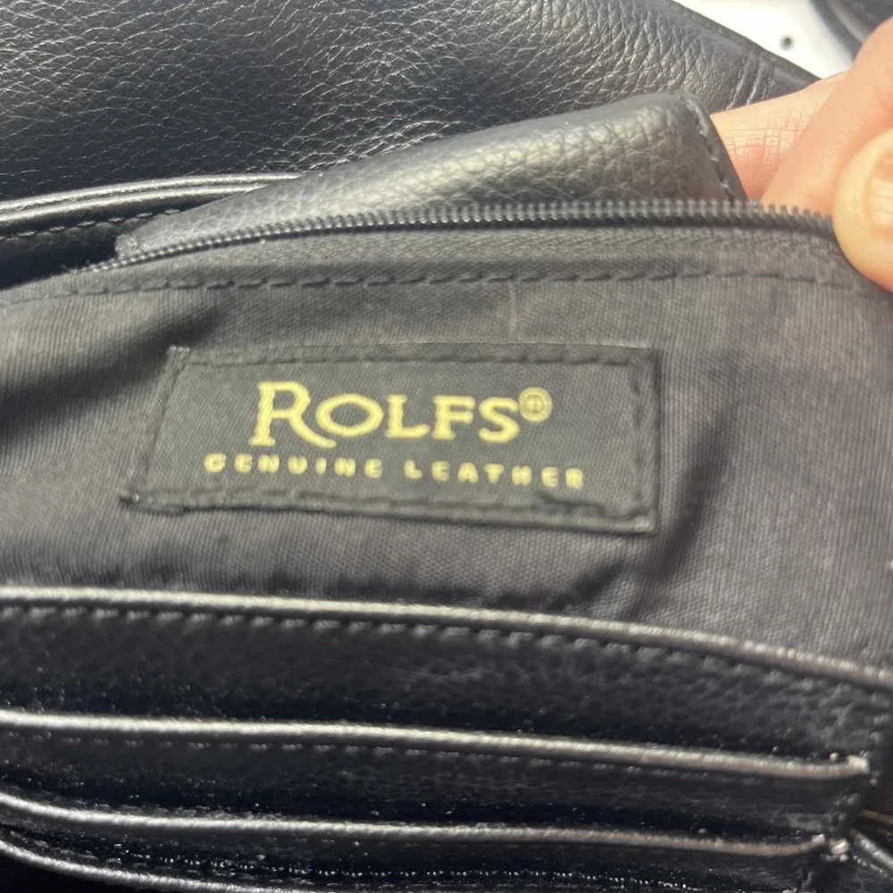 Rolfs Genuine Leather Black Shoulder Bag Purse Cowhide Hobo Organizer Zip Pocket